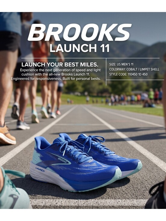 Brooks Other - Brooks Launch 11 Men's 11 D Cobalt Limpet Shell Running Shoes 110450 NWOT
